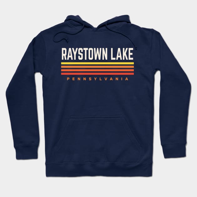 Raystown Lake Pennsylvania Retro Vintage Stripes Hoodie by PodDesignShop